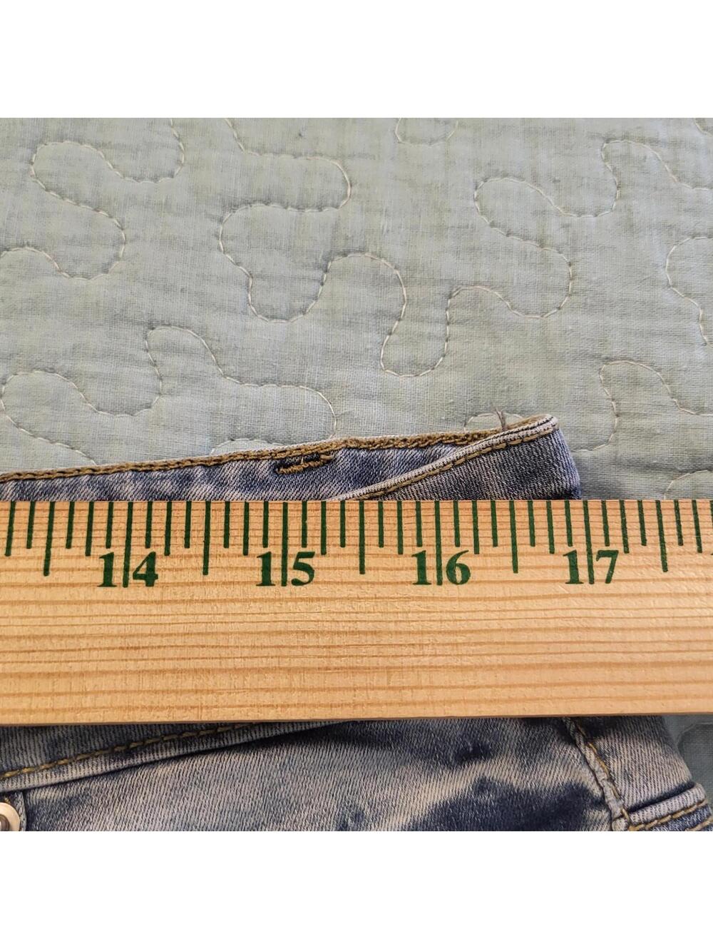 women's blue high-rise straight ankle jeans medium wash unique raw-edged hem XL - Picture 8 of 9